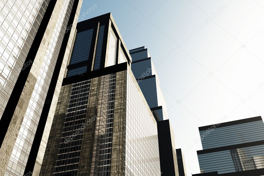 Metropolis skyscrapers 3D render