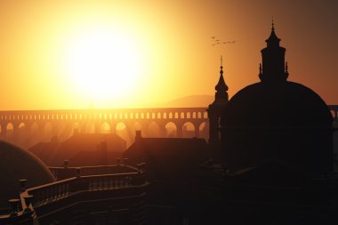 Sunset Sunrise in Rome 3D render clipart
