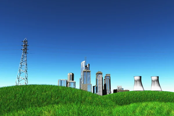 Surrealista Industrial Environmental Concept 3D render — Foto de Stock