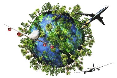 Earth Nature and Travel Concept 3D render clipart