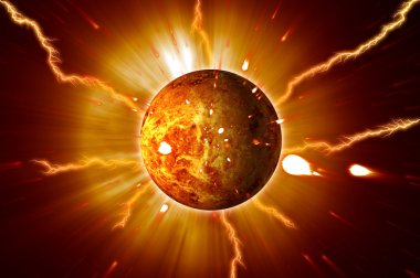 Red Planet Sun Flares Storm Erupting clipart