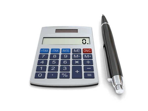 Kalkulačka a pero — Stock fotografie