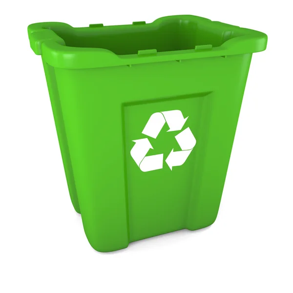 Green plastic recycle bin — Stock Photo, Image