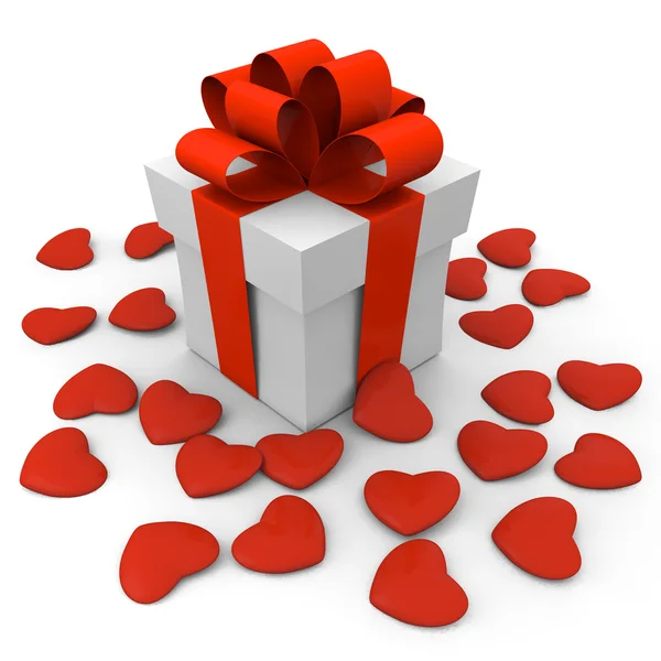 Подарочная коробка ко Дню Святого Валентина с маленькими сердцами — стоковое фото
