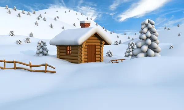 Winter log cabin — Stock Photo, Image