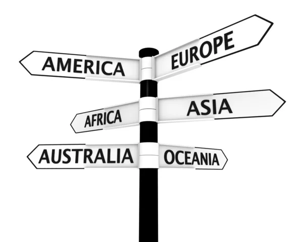 stock image Signpost with continents