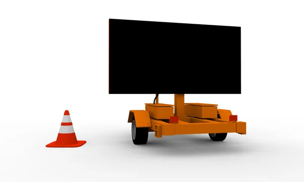 Roadworks cart with signboard — Stock Photo, Image