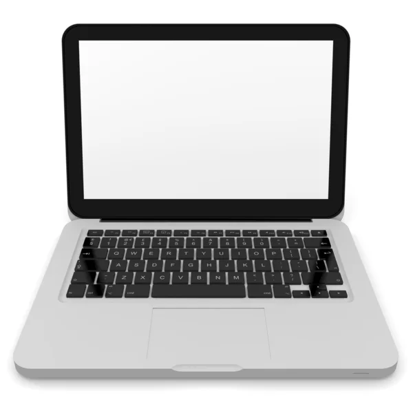Beyaz ekran ile modern dizüstü bilgisayar — Stok fotoğraf