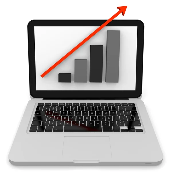 Linjär tillväxt på en modern laptop framifrån — Stockfoto