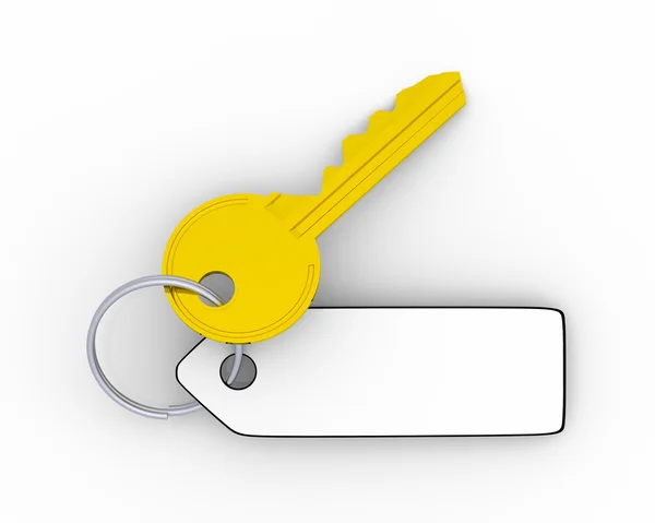 Gouden sleutel met tag — Stockfoto