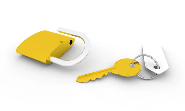 Goldener Schlüssel und Vorhängeschloss — Stockfoto