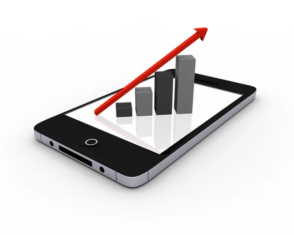 Growth chart on smartphone — Stock Photo, Image