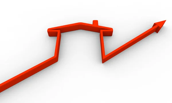 Growth trend line with symbol of a house — Stock Photo, Image