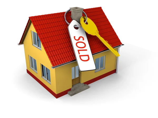 Vendida casa com chave — Fotografia de Stock