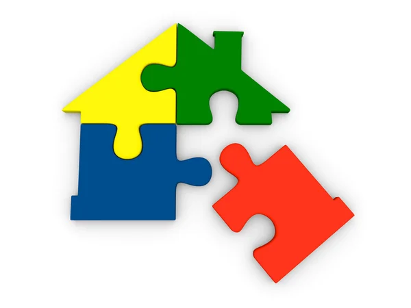 House symbol made of jigsaw pieces — Stock Photo, Image