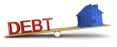 Debt versus house clipart