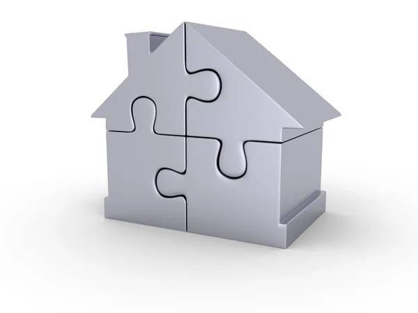 Silver puzzle house — Stock Photo, Image