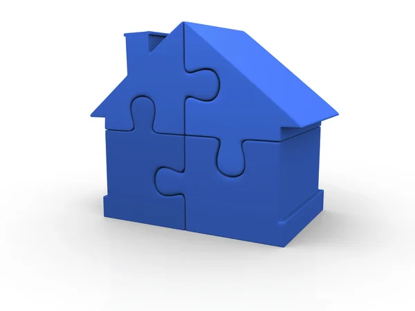 Casa puzzle blu — Foto Stock