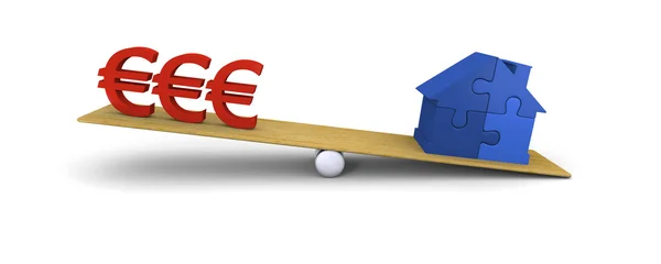 Casa mais pesada que euros — Fotografia de Stock