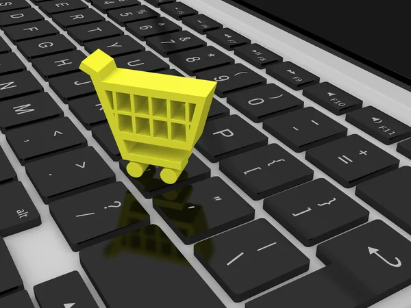 Shopping trolley symbol on keyboard — Stock Photo, Image