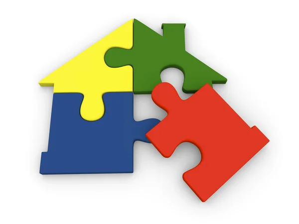 Puzzle pieces in shape of house — Stock Photo, Image