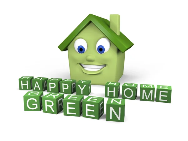 Mutlu yeşil ev — Stok fotoğraf
