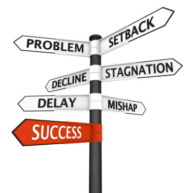 Crossroads sign with direction to success clipart