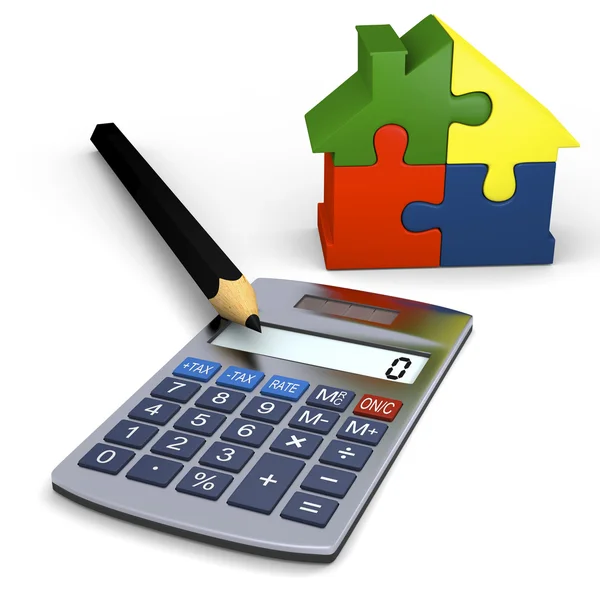 Calculator met huis symbool — Stockfoto