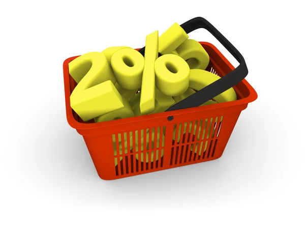 stock image Shopping basket full of discounts