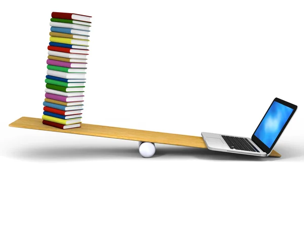 Technology versus books — Stock Photo, Image