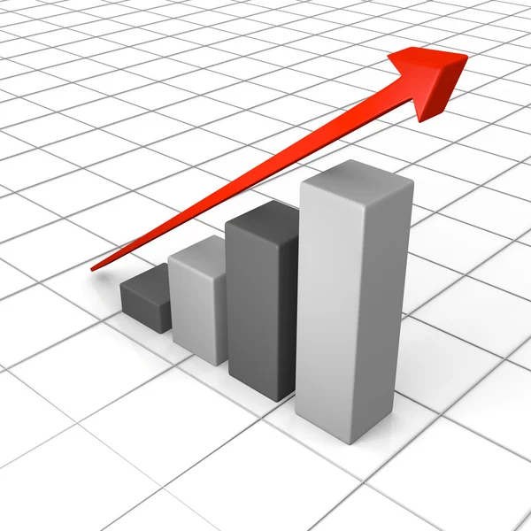 Gráfico de crescimento com linha de tendência linear — Fotografia de Stock