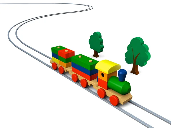 Ilustração de trem de brinquedo de madeira — Fotografia de Stock
