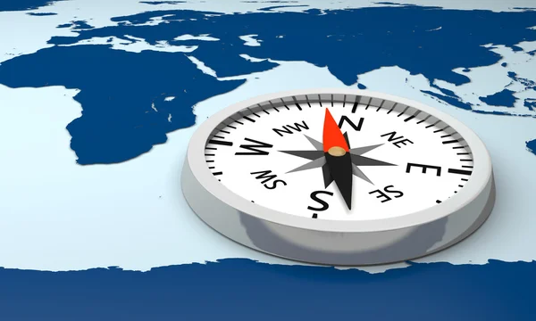 stock image Compass on world map