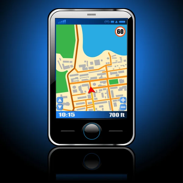 stock vector Smart phone with GPS navigation