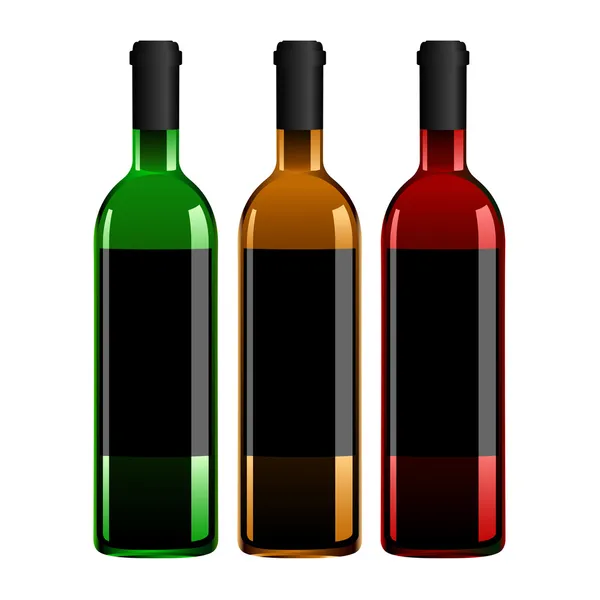 Три бутылки вина. — стоковый вектор