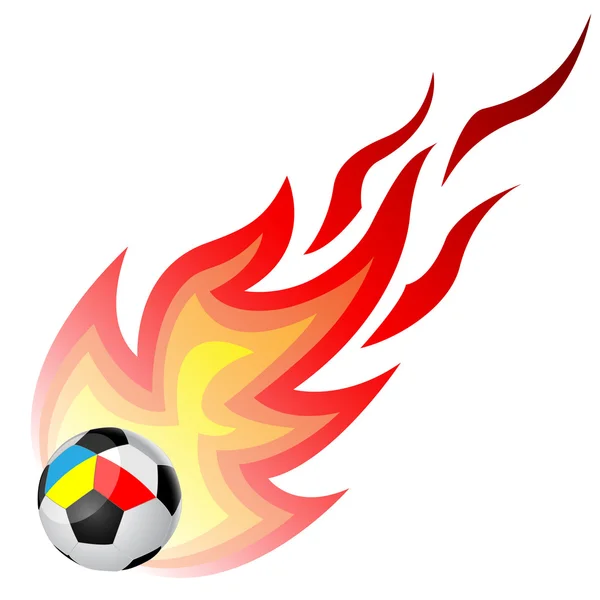Soccer ball with fire — Stock Vector