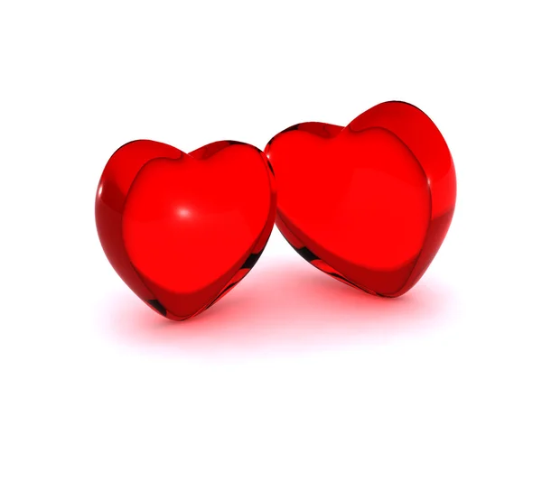 Dois corações vermelhos . — Fotografia de Stock