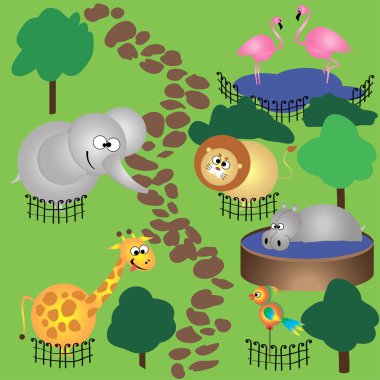 Animals in zoo clipart