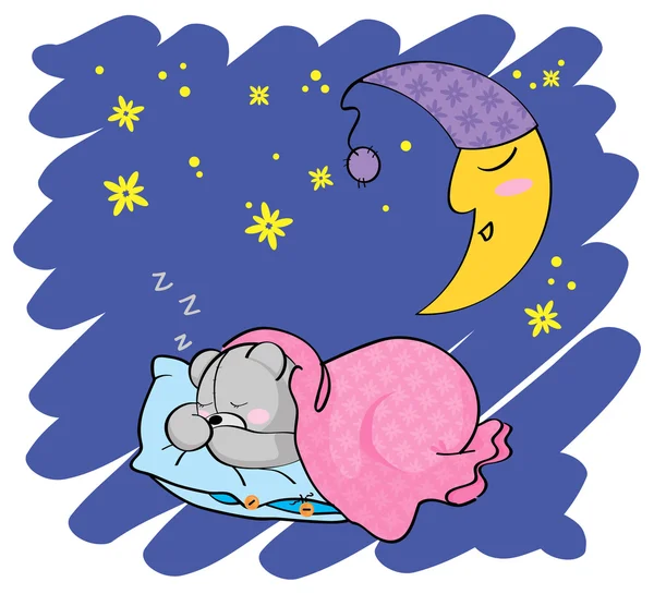 Schlafender Teddybär — Stockvektor