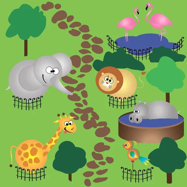 Animaux dans le zoo — Image vectorielle