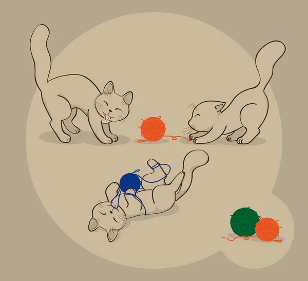 Коллекция забавных кошек Стоковая Иллюстрация
