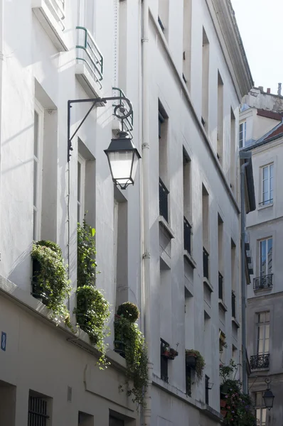 Street lamp and flower boxes. — Stock Photo, Image