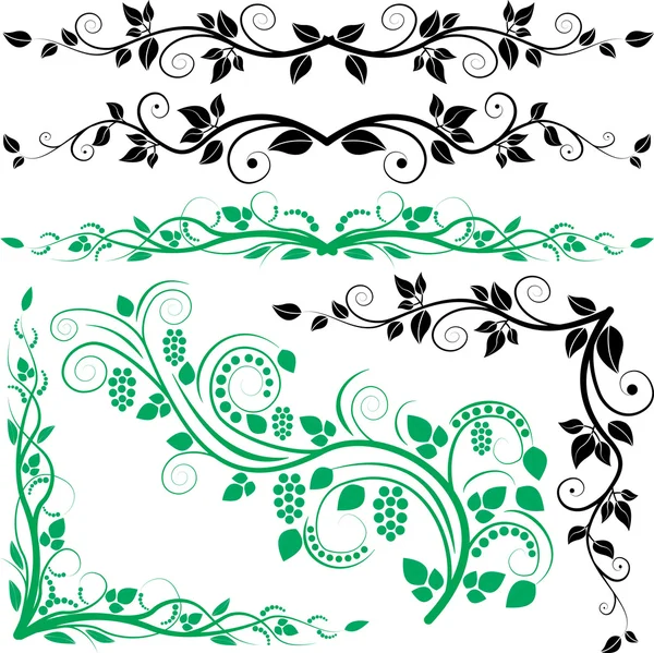 Plant decoration and corners — Stock Vector