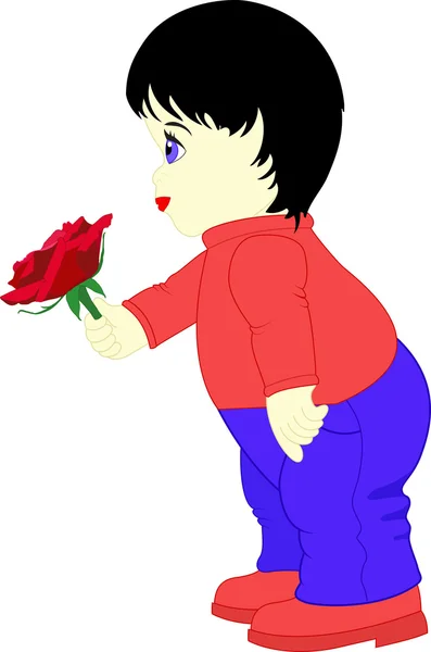 Αγόρι με τριαντάφυλλο — Διανυσματικό Αρχείο