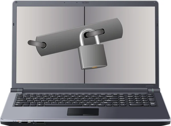 Laptop protetto — Vettoriale Stock