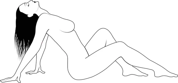 Sdraiato donna nuda — Vettoriale Stock