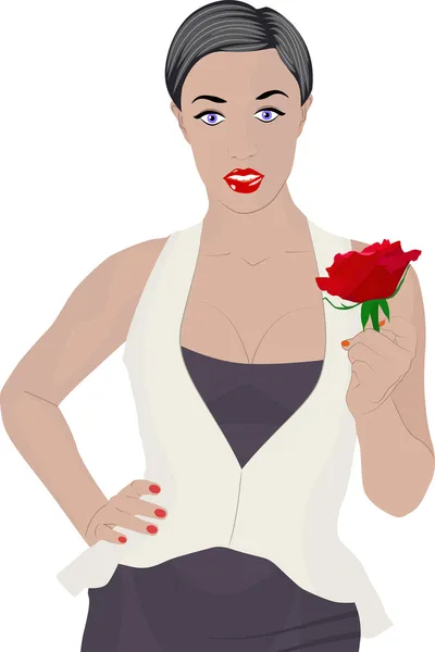 Femme avec rose — Image vectorielle