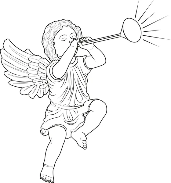 stock vector Cupid played trumpet