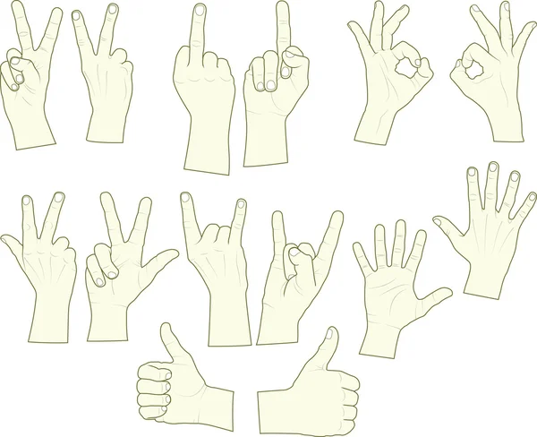 Handen gebaren — Stockvector