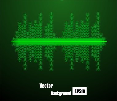 Musical background from waves of green color clipart